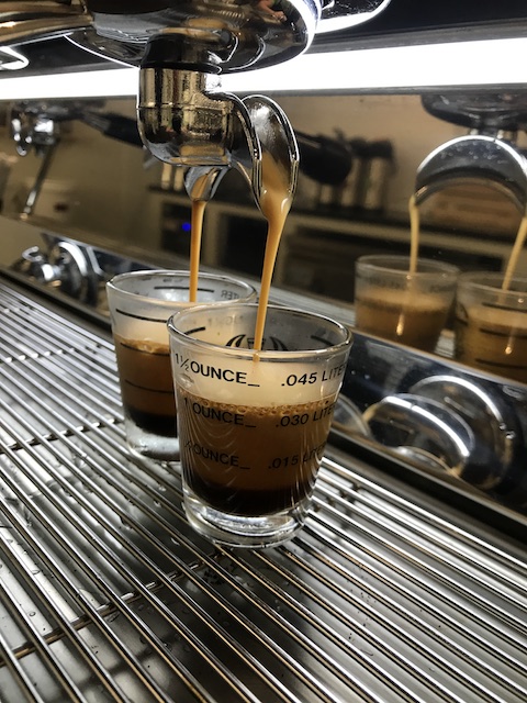 Espresso shots at Crown Street Roasting Company