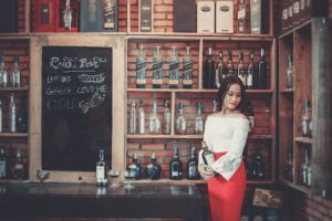 woman in wine shop
